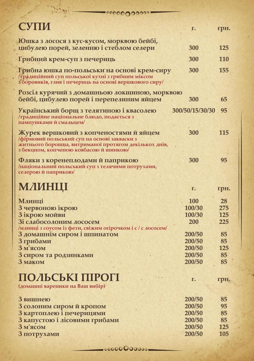 Киев си меню