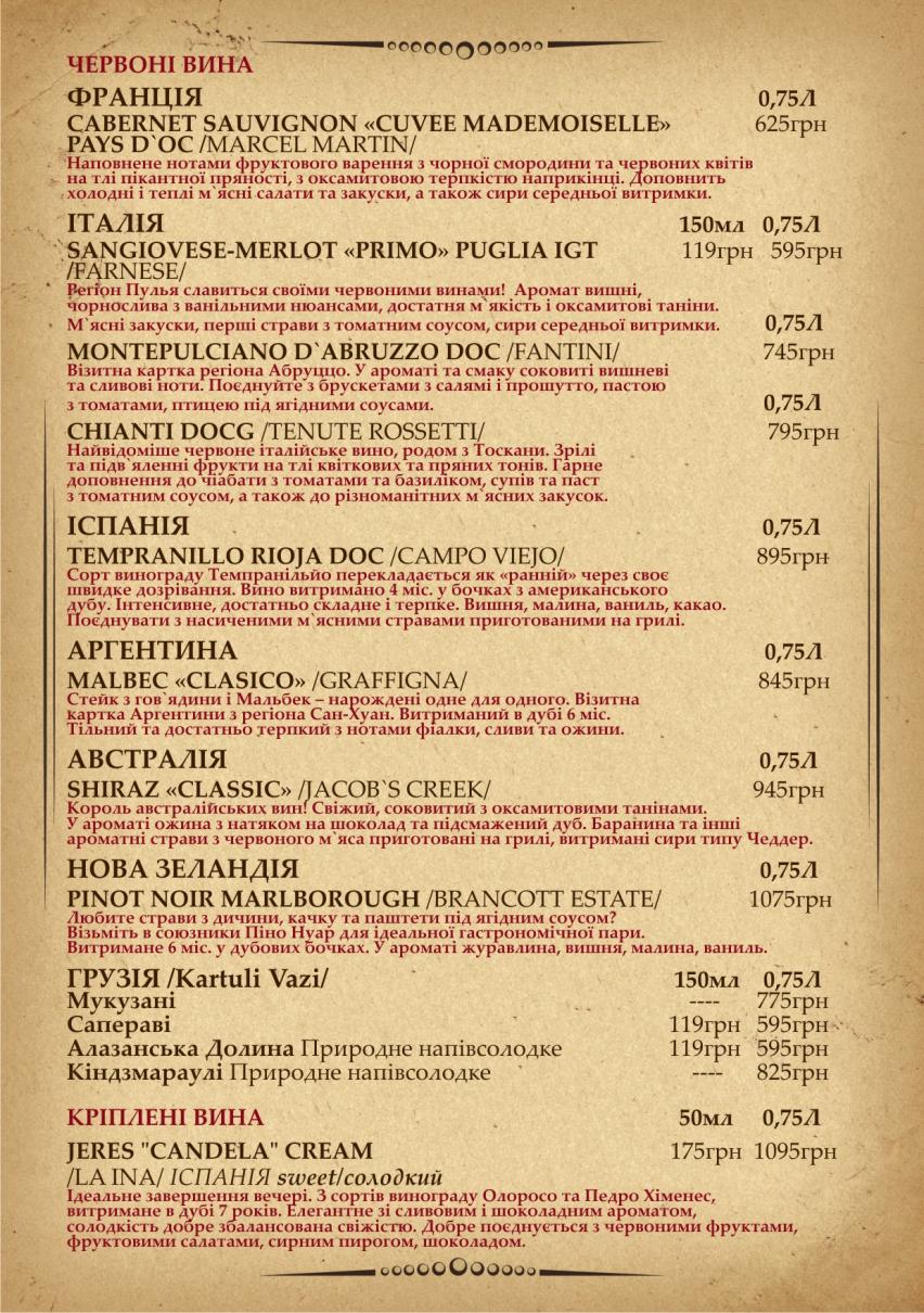 карта червоних вин